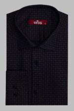 Houndstooth Pattern Slim Fit Brown Men Shirt