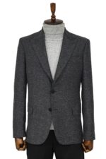 Houndstooth Pattern Wool Anthracite Men Blazer