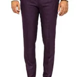 Houndstooth Patterned Burgundy Men Pants - Wessi