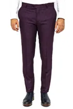 Houndstooth Patterned Burgundy Men Pants