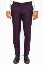 Houndstooth-Patterned-Burgundy-Men-Pants-Wessi-3