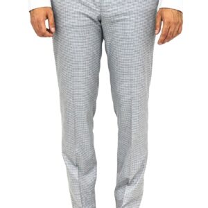 Houndstooth Patterned Grey Men Pants - Wessi