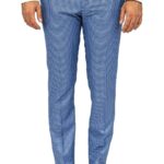 Houndstooth Patterned Indigo Blue Men Pants - Wessi