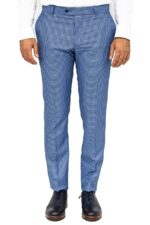 Houndstooth Patterned Indigo Blue Men Pants