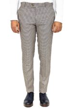 Houndstooth Patterned Light Brown Men Pants