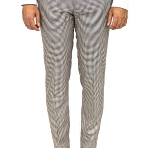 Houndstooth Patterned Light Brown Men Pants - Wessi