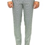 Houndstooth Patterned Light Green Men Pants - Wessi
