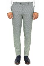 Houndstooth Patterned Light Green Men Pants