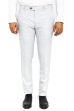 Houndstooth Patterned Light Grey Men Pants
