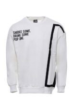 Human Figure Crew Neck White Sweatshirt