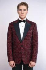 Hypnose-Pattern-Peak-Lapel-Slim-Fit-Burgundy-Men-Tuxedo-Blazer-Wessi-1