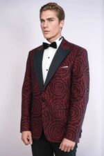 Hypnose-Pattern-Peak-Lapel-Slim-Fit-Burgundy-Men-Tuxedo-Blazer-Wessi-2