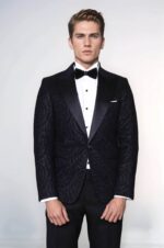 Hypnose-Patterned-Peak-Lapel-Slim-Fit-Black-Men-Tuxedo-Blazer-Wessi-1