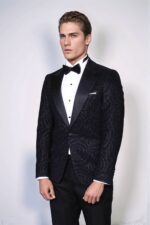 Hypnose-Patterned-Peak-Lapel-Slim-Fit-Black-Men-Tuxedo-Blazer-Wessi-2