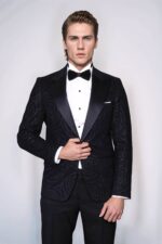 Hypnose-Patterned-Peak-Lapel-Slim-Fit-Black-Men-Tuxedo-Blazer-Wessi-3