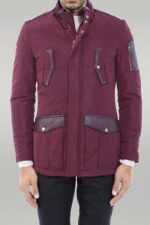 Leather Modeled Burgundy Slim Fit Quilted Jacket