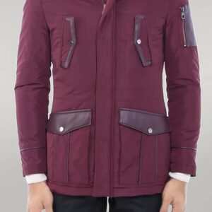 Leather Modeled Burgundy Slim Fit Quilted Jacket - Wessi