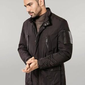 Leather Modeled Dark Brown Slim Fit Quilted Jacket - Wessi