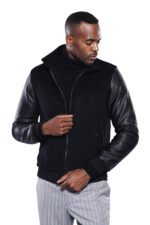 Leather Sleeve Black Cachet Coat