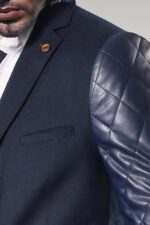 Leathered-Sleeve-Quilted-Navy-Blue-Cache-Blazer-Wessi-1