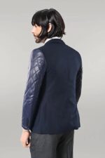 Leathered-Sleeve-Quilted-Navy-Blue-Cache-Blazer-Wessi-3