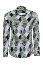 Leopard Pattern Long Sleeves Multicolor Men Shirt