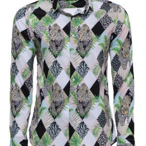 Leopard Pattern Long Sleeves Multicolor Men Shirt - Wessi