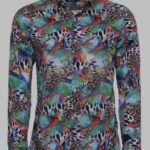 Leopard Pattern Slim Fit Long Sleeves Multicolor Men Shirt - Wessi