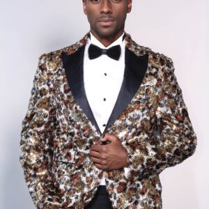 Leopard Patterned  Men's Tuxedo Evening Jacket - Wessi