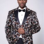 Leopard Patterned  Men's Tuxedo Evening Jacket - Wessi