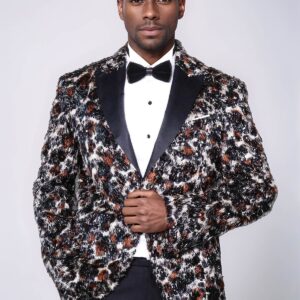 Leopard Patterned  Men's Tuxedo Evening Jacket - Wessi