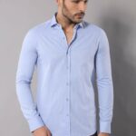 Light Blue Cotton Shirt for Men | Wessi