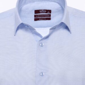 Light Blue Patterned Long Sleeve Shirt - Wessi