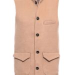Light Brown Cachet Mandarin Collar Vest - Wessi