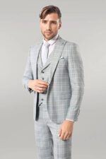 Light Green Checked Mens Suit