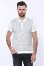Light-Grey-Plaid-Zippered-Knitted-Polo-T-Shirt-Wessi-5
