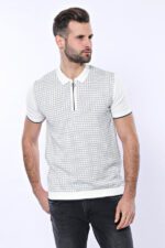 Light-Grey-Plaid-Zippered-Knitted-Polo-T-Shirt-Wessi-7
