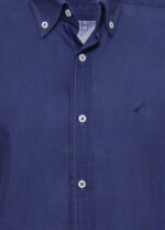 Linen-Blend-Short-Sleeves-Navy-Blue-Men-Shirt-Wessi-1