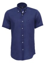 Linen-Blend-Short-Sleeves-Navy-Blue-Men-Shirt-Wessi-2