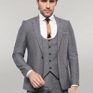 Linen Touch Black 3 Piece Men's Suit | Wessi