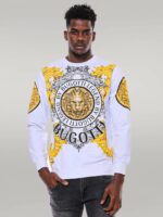 Lion Patterned Slim Fit White Sweatshirt