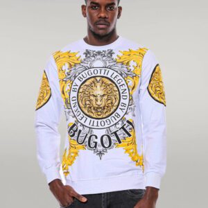 Lion Patterned Slim Fit White Sweatshirt - Wessi