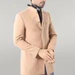 Mandarin Collar Beige Men's Long Men's Coat | Wessi