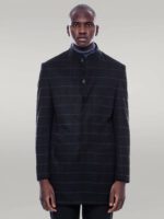 Mandarin-Collar-Black-Checked-Coat-Wessi-5
