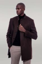 Mandarin Collar Brown Cachet Coat