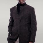Mandarin Collar Brown Short Coat - Wessi
