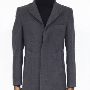 Mandarin Collar Grey Men's Long Men's Coat | Wessi