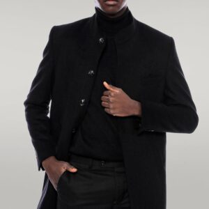 Mandarin Collar Men's Long Coat | Wessi
