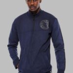 Mandarin Collar Slim Fit Navy Blue Sweatshirt - Wessi