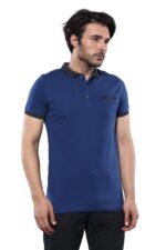 Men's Blue Polo T-Shirt Navy Detailed